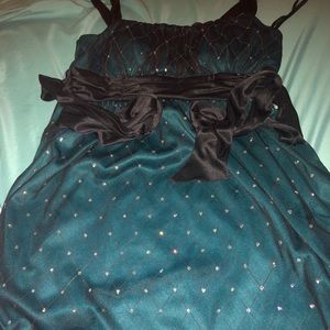 Emerald green and black prom/ dance dress